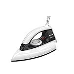 Goldmedal Bravo 1000W Dry Iron| Non-stick Weilburger Premium Double Coated Soleplate| 5 Fabric Setting| 360 Swivel Cord| Thermal Fuse Safety|Light Weight (White-Black)
