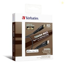 Verbatim Type C to Lightning Cable with Kevlar 120cm Black; 42.2 Inch