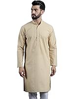 SOJANYA (Since 1958 Menâs Pure Cotton Checked Embroidered Long Kurta | Traditional for Diwali Celebrations