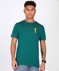 WROGN Men Solid Round Neck Cotton Blend Dark Green T-Shirt