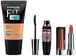 Maybelline New York Prom Queen Makeup Kit – Fit Me Foundation Tube Toffee + Hypercurl Mascara Washable + Creamy Matte Nude Nuance