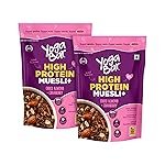 Yogabar Super High Protein Muesli 350g | 23g Protein | With Probiotics and Whey | No Refined Sugar | Easy on gut | Choco Almond | Protein Snack | High Fiber Food | Breakfast Cereal