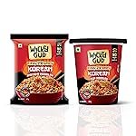 WickedGud Fiery 2X Spicy Korean Noodles | Instant Pack and Cup Combo Pack of 2 | Whole Wheat | No Maida | No Palm Oil | Vegetarian | 67g & 69g