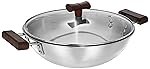 Amazon Brand Solimo – Triply Kadhai – 24 Cm with Glass Lid | Even Heat Distribution | Cool-Touch Bakelite Handles| Stainless Steel