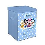 Kuber Industries Disney Kids Team Mickey Print Non Woven Fabric Foldable Laundry Basket|Toy Storage Basket|Cloth Storage Basket With Lid & Handles (Royal Blue)