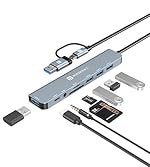 Portronics Mport 8 Plus Dual Plug 8-in-1 Docking Station/Hub with AUX, USB 3.0, microSD/SD Card Reader, Type-C Data, USB 2.0, Type-C and USB Plug for Laptop, Mac, PC (Grey)