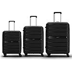 Aristocrat Liberty Set of 3 (Cabin+Medium+Large) Trolley Bag, 58+68+78Cm | Combination Lock | 8 Wheels | 3 Years International Warranty | Jet Black