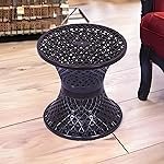 Kuber Industries 1 Pcs Plastic Seating Stool | Both Sided Mesh Damroo Style Stool for Graden, Balcony, Kitchen | Brown