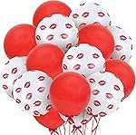 AMFINÂ® (Pack of 50) Lips Balloons/Red Valentine Balloons/Red White Balloons for Birthday Decoration/Red Balloons for Decoration/Anniversary Decoration Items