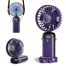 Portable Handheld Fan, 12 hours, Upgrade 3200mAh Portable Fan with LED