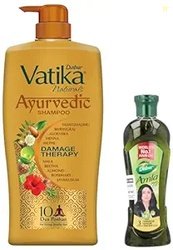 Dabur Vatika Ayurvedic Shampoo - 1L & Dabur Amla Hair Oil - 180 ml