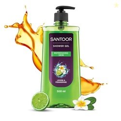 Santoor Refreshing Shower Gel With Natural Lemon & Frangipani Extracts