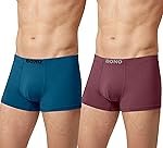 BONO Regular Fit Solid Cottonblend Trunk Underwear Anti-Bacterial Moisture Wicking Breathable Microfibre Inner Elastic Waistband Trunks Combo for Men (Pack of 2)