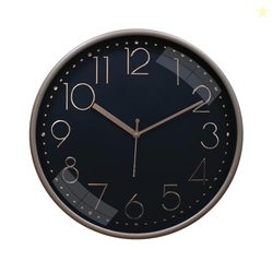 Amazon Brand - Solimo Embossed Metallic Analog Wall Clock, Silent Swee
