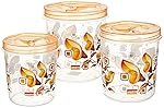 Aristo Plastic Store Queen Air-Tight Storage Container Set Of 3,Tranparent, 1400 ml, Transparent