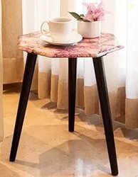 UHUD CRAFTS Marble Design Table | Wooden Side Table for Bedroom & Livi