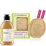 Golden Berry & Gold Dust Brightening Body Wash 300 ml + Natural Exfoliating Bath Loofah (Pack of 2) | Soap-Free, SLS/SLES-Free, pH 5.5 | Vegan, Plant-Based Loofah
