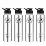 Pigeon by Stovekraft Inox hydra 900ml pack of 4 Stainless Steel Drinking Water Bottle 900ml Flipper Cap – Silver (1 year Warranty)