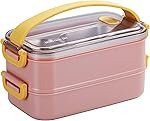 daiDokoro 3 Compartments Bento Lunch/Tiffin Box for Men/Women/Kids Work/School/Picnic/Office â (Baby Pink, 1600ML)