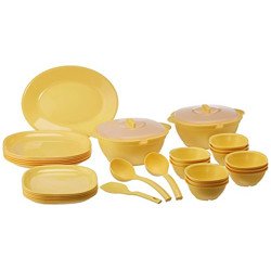 SignoraWare BPA Free Plastic Square Dinner Set | Microwave Safe | Unbr