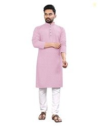 Trustous Georgette Men's Indian Ethnic Wear Straight Lucknowi Kurta Ba