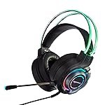 Amazon Basics RGB Wired Gaming On Ear Gaming Headphone, 2 Meter Braided Cable, with mic, Suspension Design, 3.5mm Connector (USB A only for RGB, Black)
