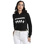 Campus Sutra Women’s Typographic Print Hoodie with Ribbed Hem for Casual Wear | Pull On Closure | Hooded Neck | Long Sleeve | Cotton Sweatshirt Crafted with Comfort Fit for Everyday Wear