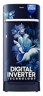 Samsung 189 L, 5 Star, Digital Inverter, Direct-Cool Single Door Refrigerator (RR21H2H25UZ/HL, Midnight Blossom Blue, Base Stand Drawer, Single Touch Defrost, 2026 Model)