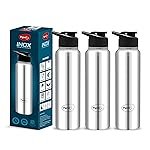 Pigeon by Stovekraft Inox hydra 900ml pack of 3 Stainless Steel Drinking Water Bottle 900ml Flipper Cap – Silver (1 year Warranty)