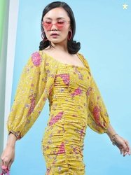 Tokyo Talkies Women Fit and Flare Yellow Mini/Short Dress