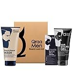 Qraa Beard Care Kit for Men | Beard Oil for Growth & Nourishment, Face & Beard Wash for Deep Cleansing, Hair Styling Gel for Strong Hold | Suitable for All Skin & Hair Types | Set of 3