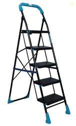 Plantex Stylo Heavy-Duty Mild-Steel Folding 5 Step Ladder for Home wit