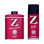 Z Magnetism Classic Deodorizing Talcum Powder 200g & Deo for Men 150ml | Signature Woody & Musky Fragrance | Fights Body Odor with Long Lasting Freshness | Suitable for All Skin Types (Combo Pack of 2)