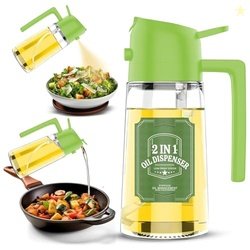 PANCA 500ml 2 in 1 Glass Oil Sprayer and Dispenser Bottle, Premium Noz