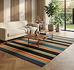 BSB HOME Modern Striped Area Rug â Vibrant Multicolor Living Room Carpet, Soft Plush Floor Mat, Contemporary Home DÃ©cor Accent, Durable Non-Slip, 8.6 x 5.8 ft (262 x 177 cm) (Multicolor)