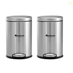 Mumma's LIFE 7 Litre Stainless Steel Plain Pedal Dustbin with Plastic