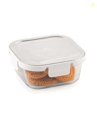 ATTRO Glassox Borosilicate Square Glass Lunch Box with Stainless Steel