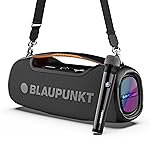 Blaupunkt Atomik Knightz 100W King of Party Speaker Boombox I Thumping Bass |Huge 15,600mAh Battery I 2-Night Playtime |Outdoor Rugged IPX6 Splash, Dust Proof, Party 9 Modes Aura Lights IWireless Mic
