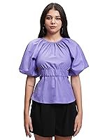 Tokyo Talkies Women’s Kimono Sleeve Cinched Waist Top | Back Cut-Out | Elegant & Trendy | Perfect for Casual & Semi-Formal Outings | Tops for Woman | Women Tops | Stylish Top