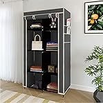 4+4 Layers Collapsible Wardrobe for Clothes with 6 Shelves, 2 Side Pocket and (Non Woven Febric and Metal Rod, 84×42.5x166cm)(Grey,7800-2)
