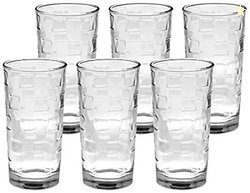Amazon Brand - Solimo Eden Juice Glass Set, 260ml, Set of 6, Transpare