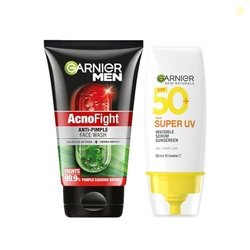 GARNIER Men Acno Fight Anti Pimple Face Wash 100g + Super UV Invisible