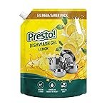 Presto! Dishwash Gel | Lemon | 5 L Refill Value Pack | Dishwash Liquid | Cuts Through Grease | Safe On Hands