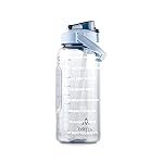 ATTRO Smasher 2 Liter Quotes & Time Marker Sports Bottle With Easy to Carry Handle & Straw BPA Free, Leak Proof for Gym, Office, Workout- Blue, Plastic