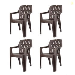 Cello Ritzy Chair Set of 4, Matte Brown | Unbreakable, Durable & Stron