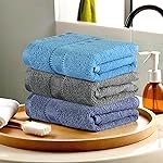 Urbane Home Pack of 3 Cotton Hand/Face Towels for Men & Women | Easily Washable | Workout Gym Napkins for Men | Pocket Towel – Dark Blue-Grey & Sky Blue