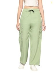 Aarika Womens Casual Wear Light Green Colour Solid Crepe Cargo Pant-(2