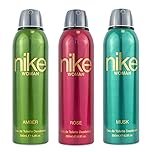 Nike Unisex Amber + Rose + Musk Spray Deodorant For Woman- Pack Of 3 (200Ml Each), 3 Count