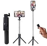 SOOPII 3-in-1 Selfie Stick with Bluetooth Remote, Foldable Tripod Stand, Compact & Extendable Upto 70 cm / 27.5 inches Mobile Stand Holder for iPhone and Android Devices