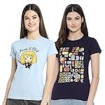 Style Go Women’s/Girls Cotton Regular Fit Latest Graphic Stylish Printed Short Sleeves Casual T-Shirt || Trends & Stylish (Pack 2)